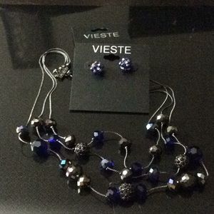 Vieste Beaded Necklace and Matching Post Earrings